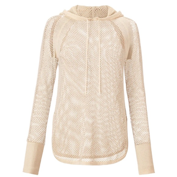 CAbi Tops - Cabi Mesh Hoodie – Parchment | Spring 2019